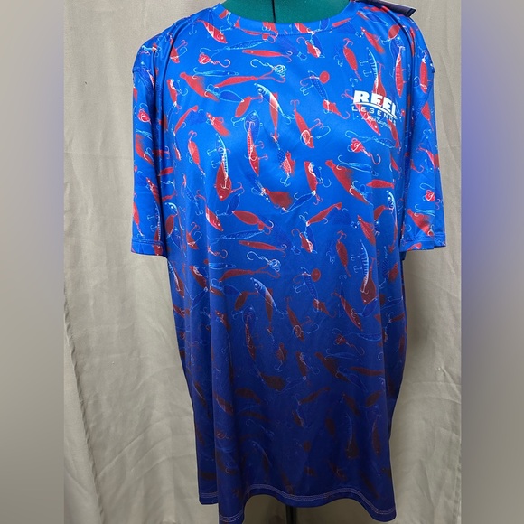 Reel Legends Linnea Szymanski Size XXL/ S/ Short Sleeve Blue Fish Shirt - Picture 3 of 5